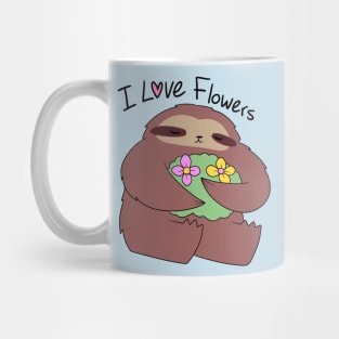 I Love Flowers Sloth Mug